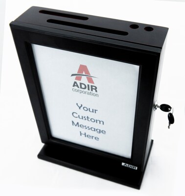 AdirOffice Locking Wood Comment Suggestion Box, Black (632-BLK)