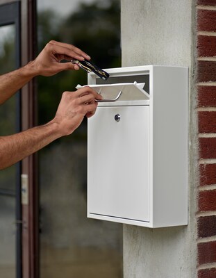 AdirOffice Wall-Mounted Steel Key Lock Drop Box Interoffice Mailbox, White (631-05-WHI)