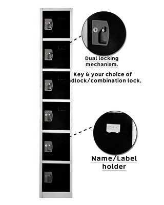 AdirOffice 72'' 6-Tier Black Storage Locker (629-206-BLK)