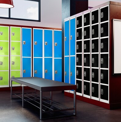 AdirOffice 72" 6-Compartment Steel Tier Key Lock Black Storage Locker (629-206-BLK)