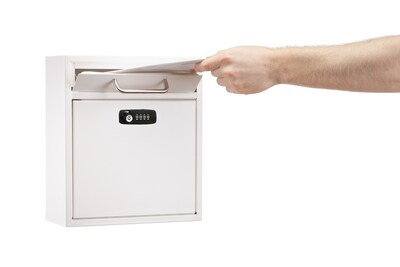 AdirOffice Steel Medium Wall Mounted Interoffice Mailbox Drop Box, White (631-05-WHI-KC)