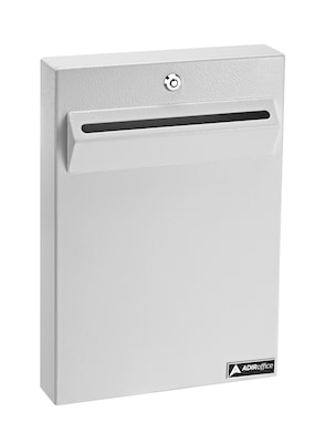 AdirOffice Steel Drop Box with Key Lock, 16H x 11W x 2.4D, White Steel (631-14-WHI)