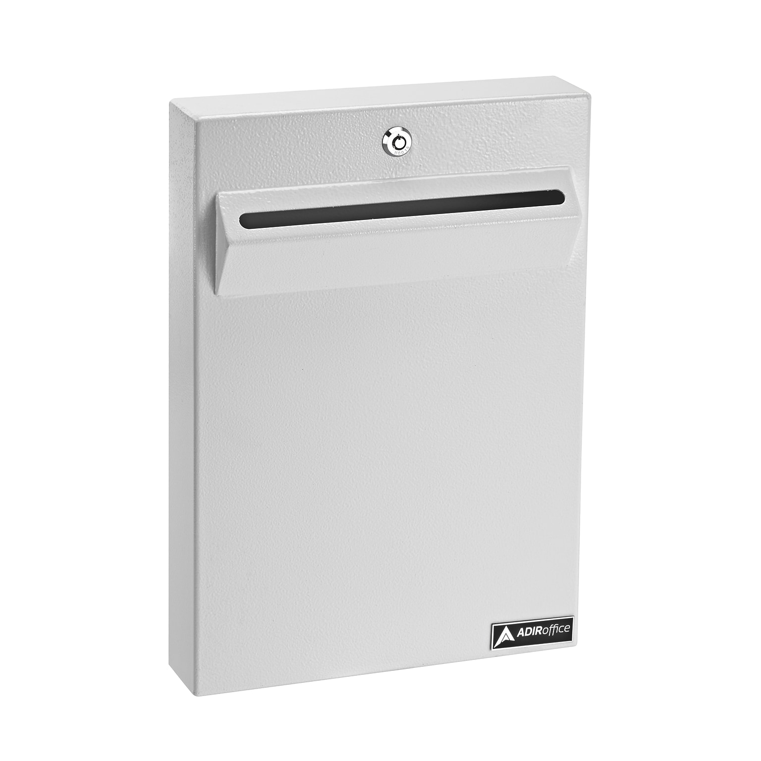 AdirOffice Steel Drop Box with Key Lock, 16H x 11W x 2.4D, White Steel (631-14-WHI)