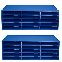 AdirOffice 501 Series 15-Compartment File Storage Literature Organizer, Blue, 2/Pack (501-15-CP-BLU-