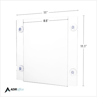 AdirOffice Window Sign Holder, 8.5" x 11", Vertical/Horizontal, Side Loading, Clear Acrylic, 6/Pack (639-8511-WSH-6)