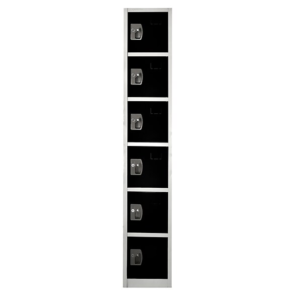 AdirOffice 72 6-Compartment Steel Tier Key Lock Black Storage Locker (629-206-BLK)