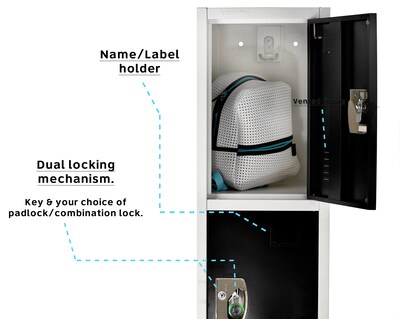 AdirOffice 72" 4-Compartment Steel Tier Key Lock Black Storage Locker (629-204-BLK)