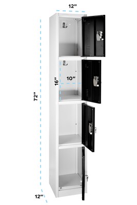 AdirOffice 72" 4-Tier Key Lock Black Steel Storage Locker (629-204-BLK)