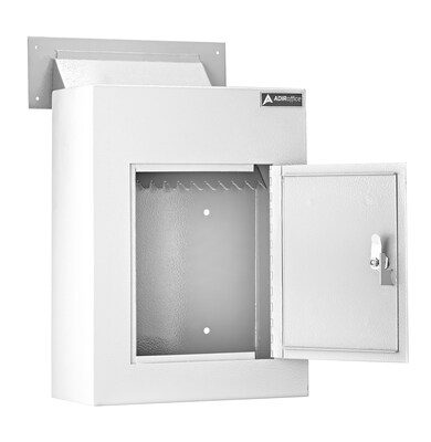 AdirOffice Large Wall Mounted Drop Box, White (631-10-WHI)