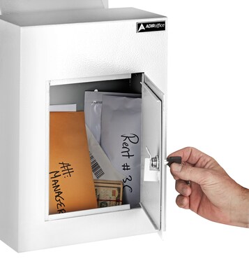 AdirOffice Large Wall Mounted Drop Box, White (631-10-WHI)