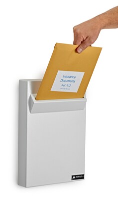 AdirOffice Steel Drop Box Interoffice Mailbox with Key Lock, 16"H x 11"W x 2.4"D, White Steel (631-14-WHI)
