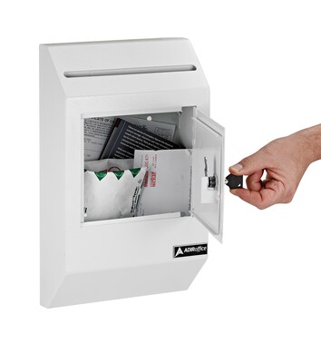 AdirOffice Steel Drop Box Mailbox with Key Lock, 0.37 cu. ft. (631-13-WHI)