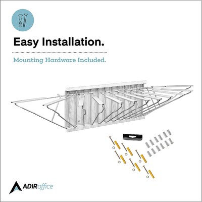 AdirOffice Pivot Wall Rack For Blueprints, White (617-WHI)