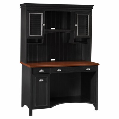 Bush Furniture Stanford Computer Desk with Hutch and Drawers, Antique Black (STF002)