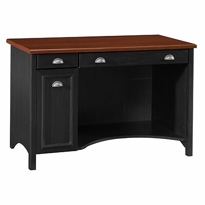 Bush Furniture Fairview 48W Computer Desk with Drawers, Antique Black and Hansen Cherry (WC53918-03)