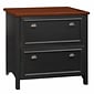 Bush Furniture Fairview 2 Drawer Lateral File Cabinet, Antique Black and Hansen Cherry (WC53984T)