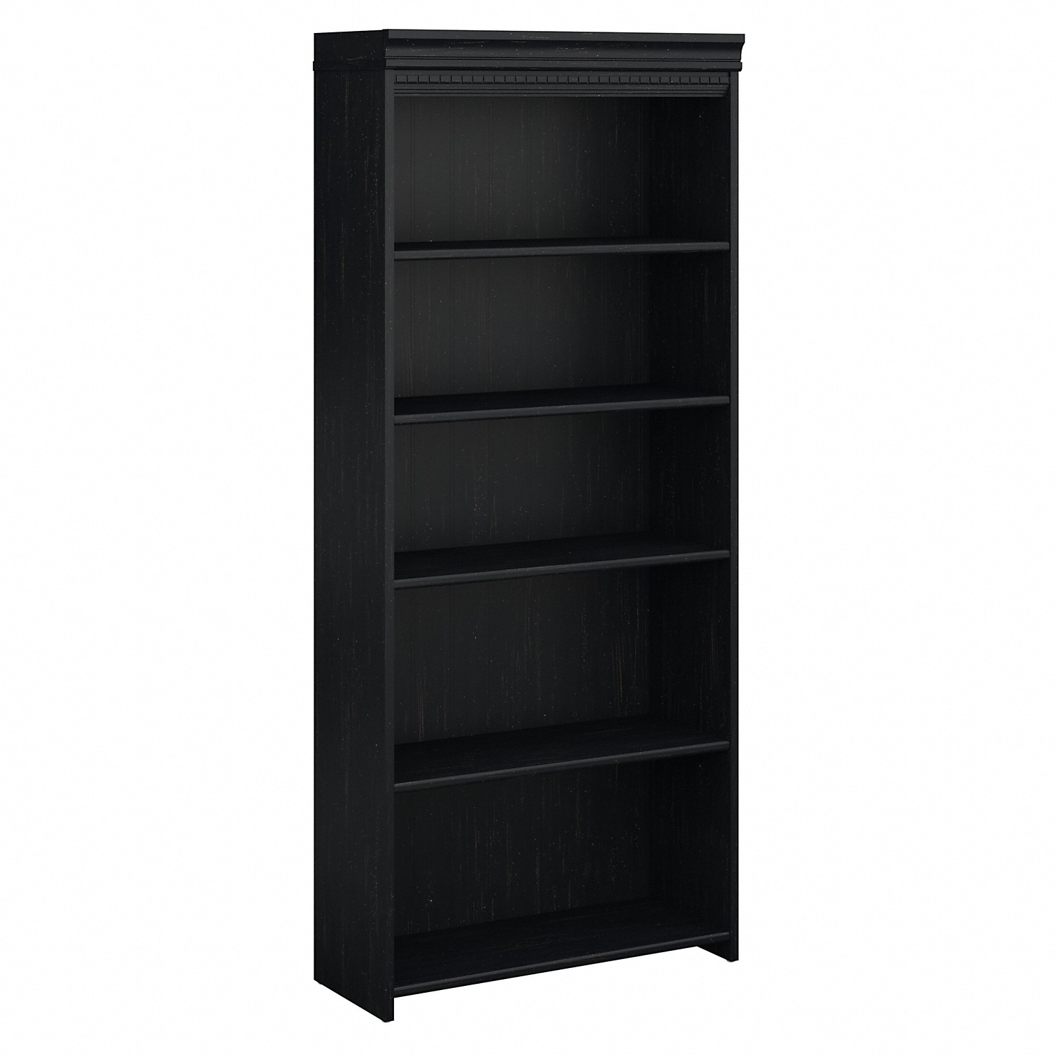 Bush Furniture Fairview Collection 69H 5-Shelf Bookcase with Adjustable Shelves, Antique Black Laminated Wood (WC53965-03)