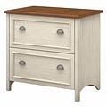 Bush Furniture Fairview 2 Drawer Lateral File Cabinet, Antique White and Tea Maple (WC53284T)