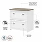 Bush Furniture Fairview 60" L-Shaped Desk with Lateral File Cabinet and 5-Shelf Bookcase, Shiplap Gray/Pure White (FV008G2W)