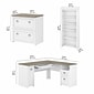 Bush Furniture Fairview 60"W L Shaped Desk with Lateral File Cabinet and 5 Shelf Bookcase, Shiplap Gray/Pure White (FV008G2W)