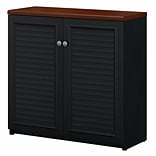 Bush Furniture Fairview Small Storage Cabinet with Doors, Antique Black/Hansen Cherry (WC53996-03)