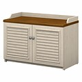 Bush Furniture Fairview Shoe Storage Bench, Antique White/Tea Maple (WC53250-03)