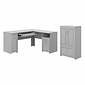 Bush Furniture Fairview 60"W L Shaped Desk and 2 Door Storage Cabinet with File Drawer, Cape Cod Gray (FV009CG)