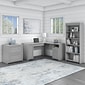 Bush Furniture Fairview 60"W L Shaped Desk with Lateral File Cabinet and 5 Shelf Bookcase, Cape Cod Gray (FV008CG)