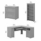 Bush Furniture Fairview 60"W L Shaped Desk with Lateral File Cabinet and 5 Shelf Bookcase, Cape Cod Gray (FV008CG)