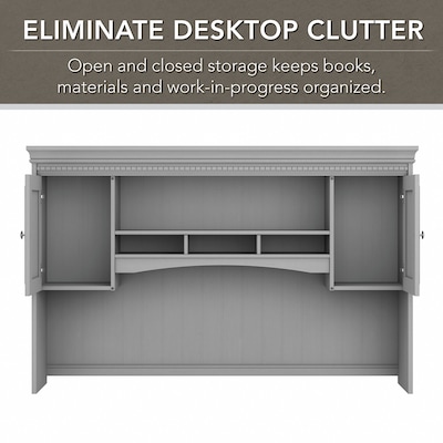 Bush Furniture Fairview 60"W L Shaped Desk with Hutch and Storage Cabinet w/ File Drw, Cape Cod Gray (FV010CG)