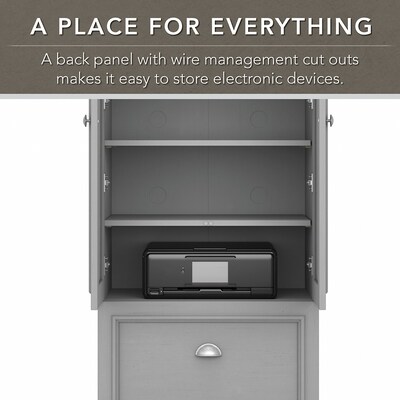 Bush Furniture Fairview 60" L-Shaped Desk with Hutch, Storage Cabinet, and File Drawer, Cape Cod Gray (FV010CG)