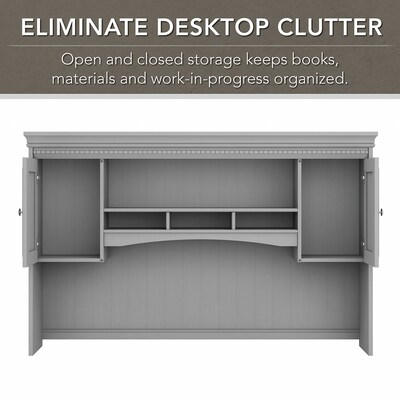 Bush Furniture Fairview 60"W L Shaped Desk with Hutch, Bookcase, Storage and File Cab, Cape Cod Gray (FV014CG)