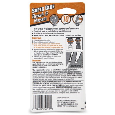 Gorilla Brush & Nozzle Super Glue, 0.35 oz. (7500101)