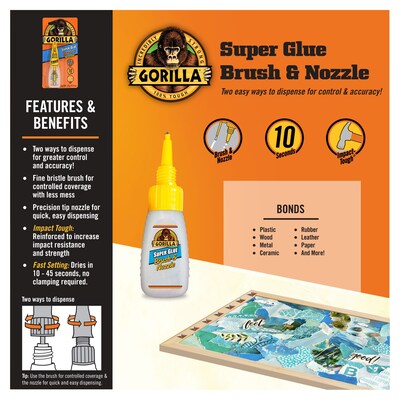 Gorilla Brush & Nozzle Super Glue, 0.35 oz. (7500101)