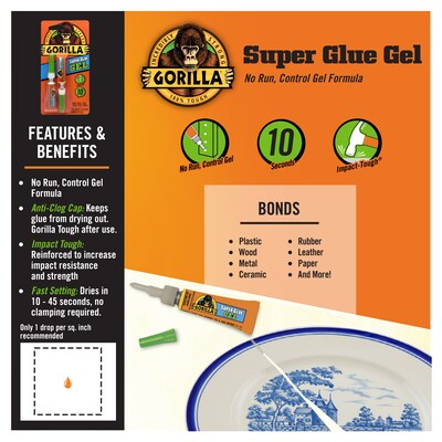 Gorilla Gel Super Glue, 0.11 oz., 2/Pack (7820001)