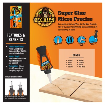 Gorilla Micro Precise Super Glue, 0.18 oz. (102812)