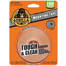 Gorilla Tough & Clear Double-Sided Mounting Tape, 1 x 150, Clear (6036002)