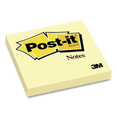 Post-it® Notes, 3 x 3, Canary Yellow, 100 Sheets/Pad (654)