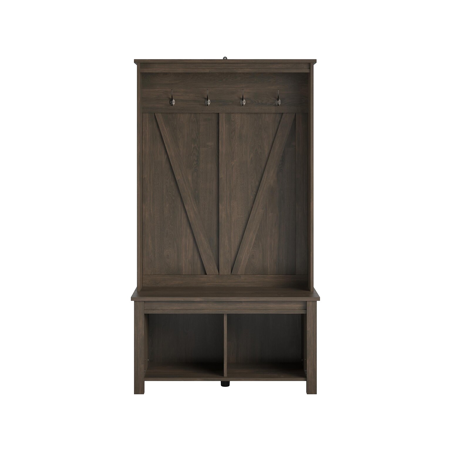 Ameriwood Farmington Entryway Hall Tree with Storage Bench, Weathered Oak (4516213COM)