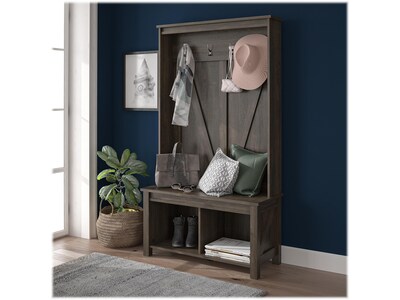 Ameriwood Farmington Entryway Hall Tree with Storage Bench, Weathered Oak (4516213COM)