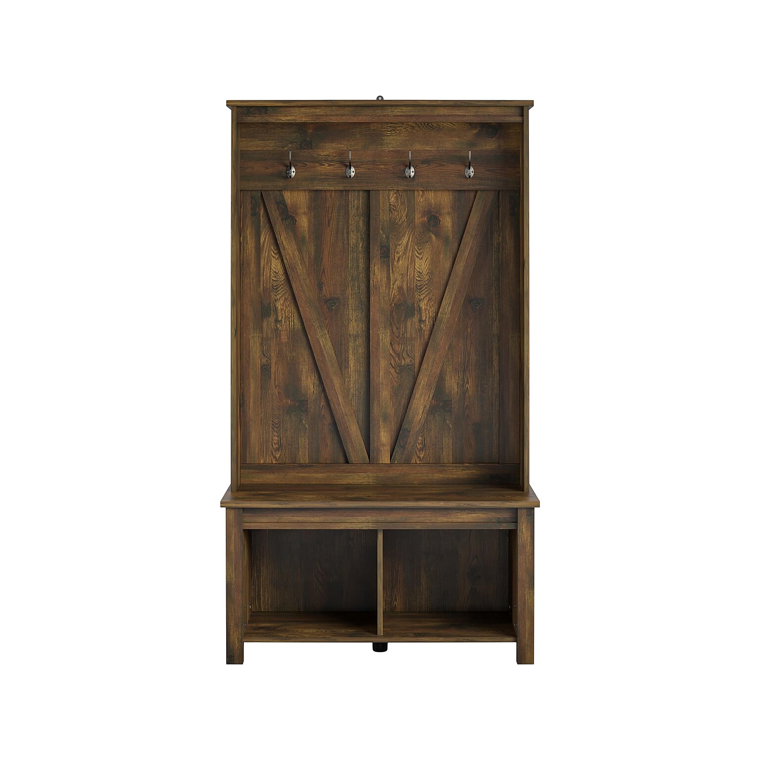 Ameriwood Farmington Entryway Hall Tree with Storage Bench, Rustic (4516215COM)