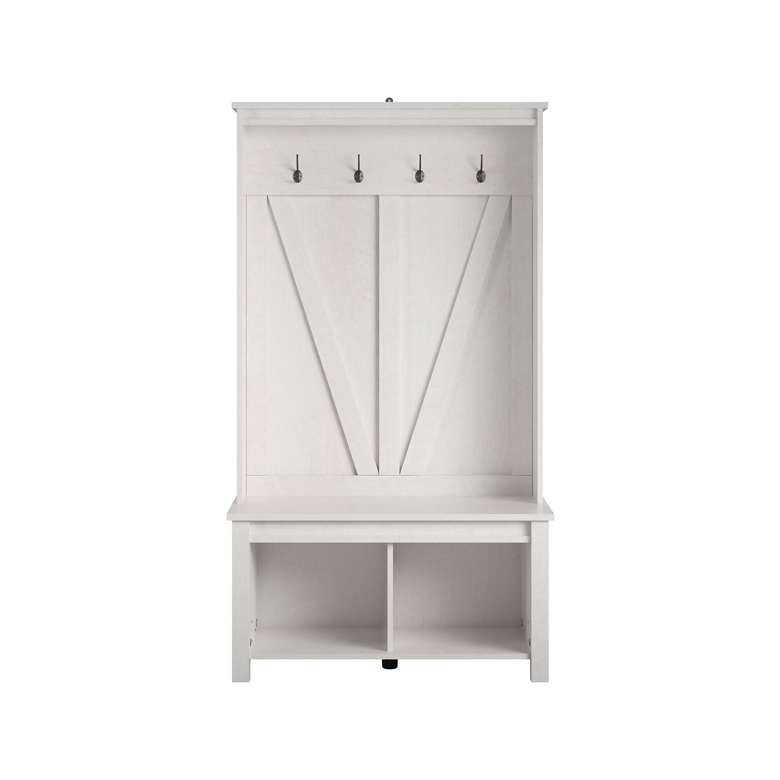 Ameriwood Farmington Entryway Hall Tree with Storage Bench, Ivory Oak (4516213COM)