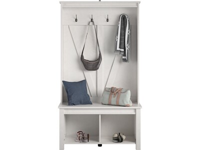 Ameriwood Farmington Entryway Hall Tree with Storage Bench, Ivory Oak (4516213COM)