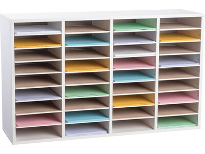 AdirOffice 500 36-Compartment Literature Organizers, 39.3 x 11.8, White (500-36-WHI-2PK)
