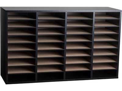 AdirOffice 500 36-Compartment Literature Organizers, 39.3 x 11.8, Black (500-36-BLK-2PK)