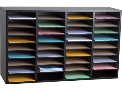 AdirOffice 500 36-Compartment Literature Organizers, 39.3 x 11.8, Black (500-36-BLK-2PK)
