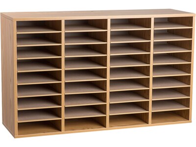 AdirOffice 500 36-Compartment Literature Organizers, 39.3 x 11.8, Medium Oak (500-36-MEO-2PK)