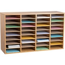 AdirOffice 500 Series 36-Compartment Literature Organizers, 39.3 x 11.8, Medium Oak (500-36-MEO-2P