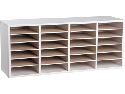 AdirOffice 500 24-Compartment Literature Organizers, 39.3 x 11.8, White (500-24-WHI-2PK)