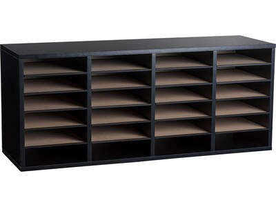 AdirOffice 500 24-Compartment Literature Organizer, 39.3 x 11.8, Black (500-24-BLK-PKG)